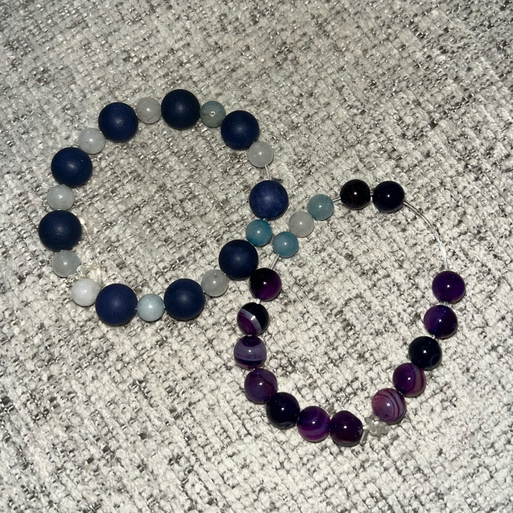 ❤️‍🔥BOGO FREE Jade Beaded Bracelet Set of 3 Purple Quartz Blue boutique